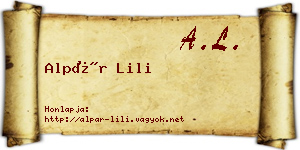 Alpár Lili névjegykártya
